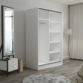 Dulap pentru haine, Minerva, Kale White Anthracite, 120x210x60 cm, PAL, Alb / Antracit