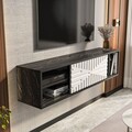 Comoda TV, Zena Home, Teo Floating, Alb/Negru
