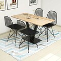 Set masa cu 4 scaune, Puqa Design, Sun, lemn de pin/metal, stejar/negru