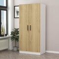 Dulap pentru haine, Minerva, Kale Walnut, 90x210x52 cm, PAL, Maro