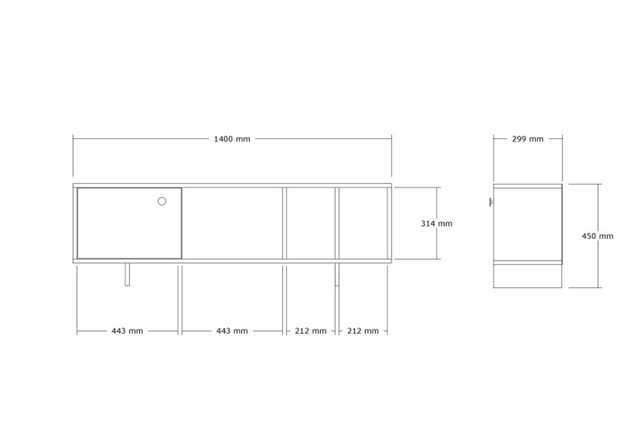 Comoda TV, Puqa Design, Folsom, 140x45x29 cm, PAL, Maro