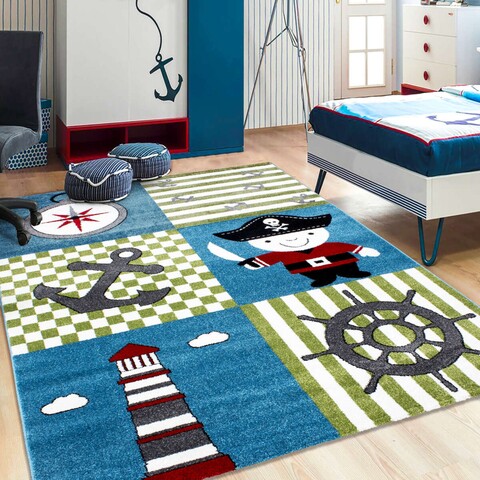 Covor copii Nautical, Decorino, 160x230 cm, polipropilena, multicolor