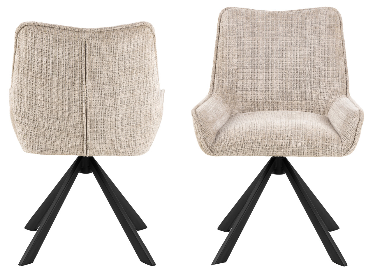 Scaun Eddie, Actona, 59x56x81 cm, rotativ, tesatura Chenille/otel, bej - view 8
