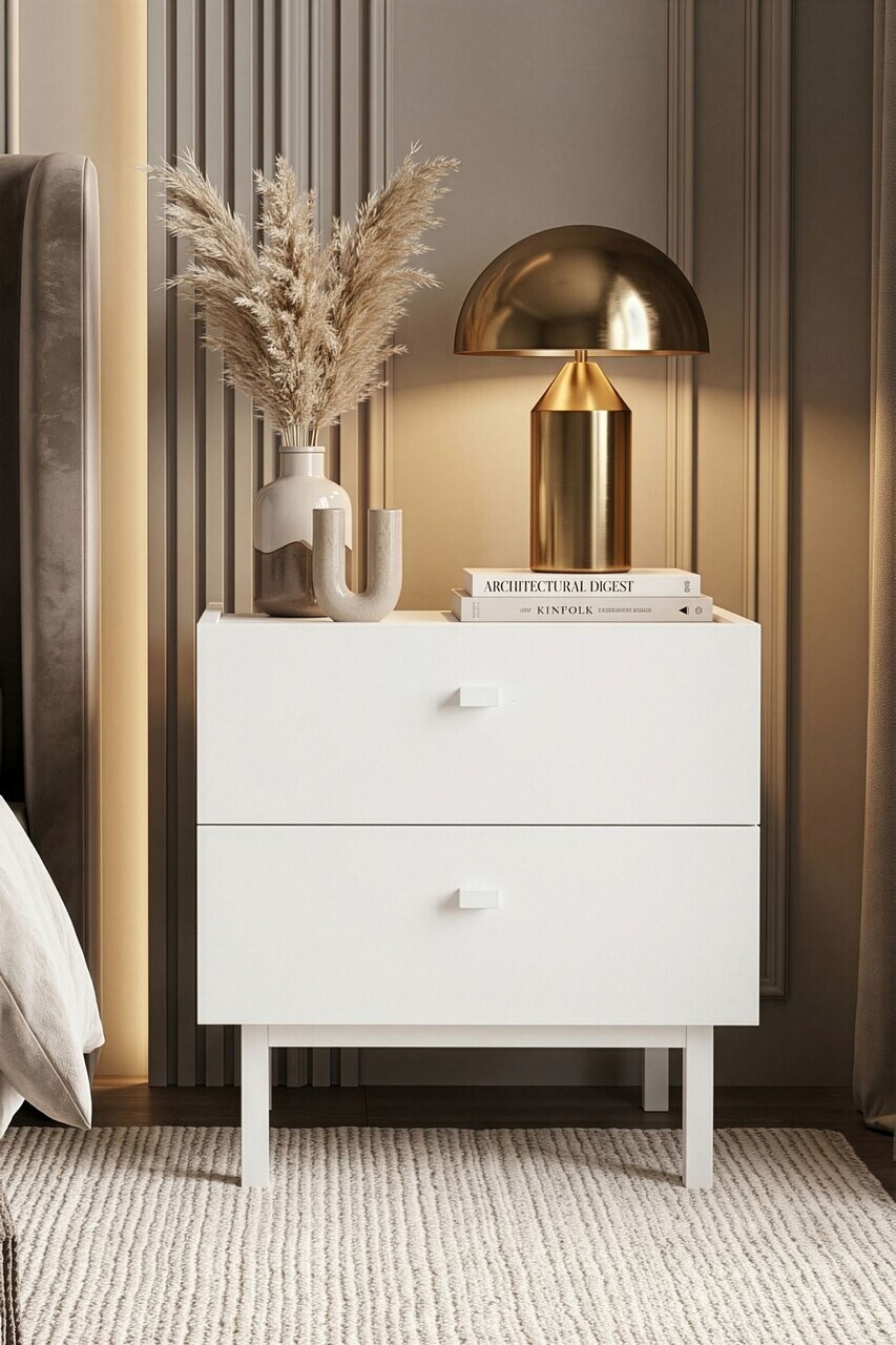 Noptiera Hanah Home Luke 47.9x47x36.8 cm PAL Alb
