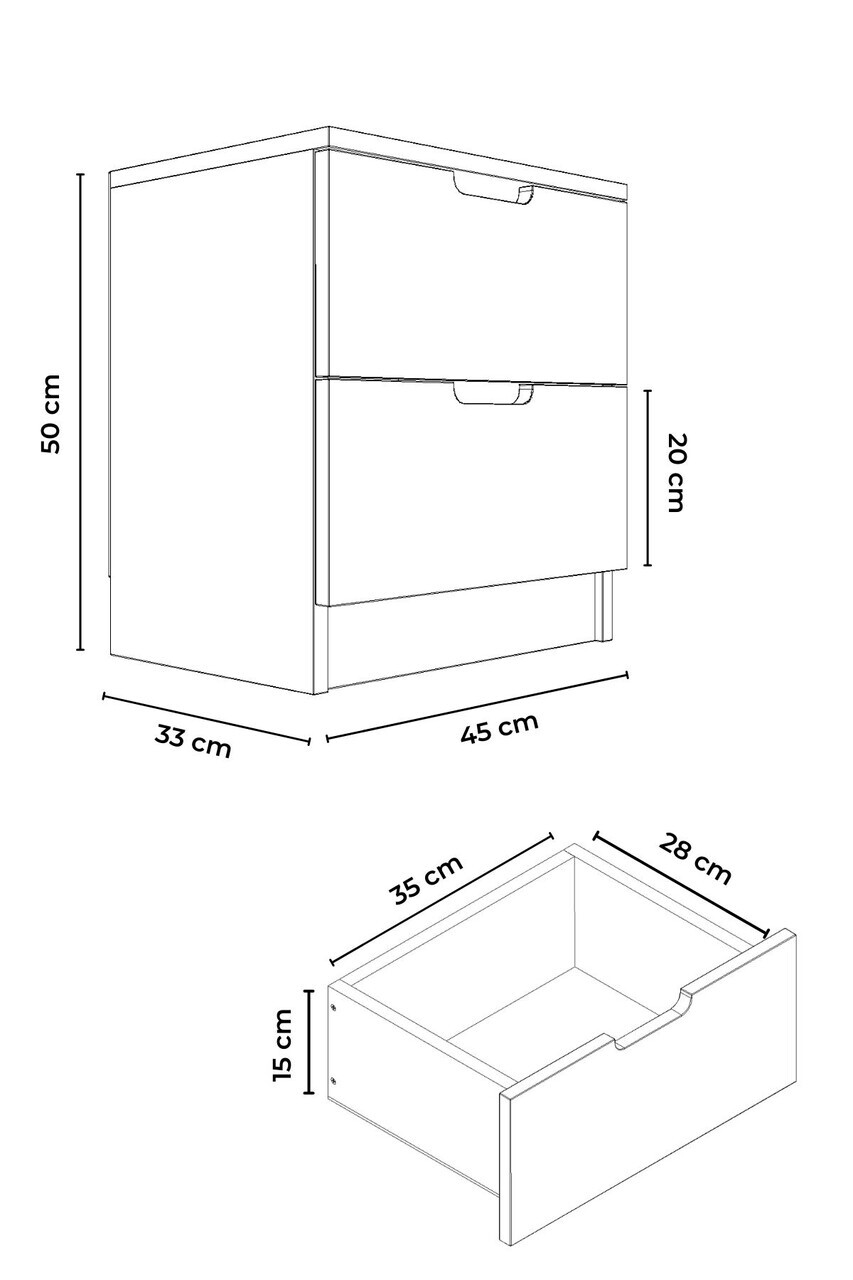 Noptiera, Hanah Home, Lento, 45x50x33 cm, PAL, Stejar Sonomo / Alb — imaginea 5