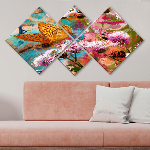 Set 4 tablouri decorative, 4mdf206635840, mdf, imprimat uv, multicolor