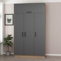 Dulap pentru haine, Minerva, Minar 235, 135x235x52 cm, PAL, Antracit / Dore
