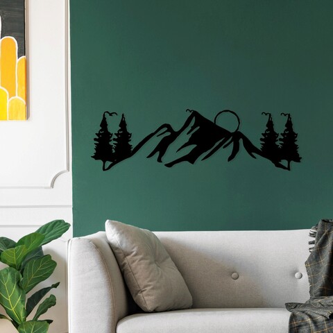 Decoratiune de perete, landscape 3, metal, 70 x 20 cm, negru