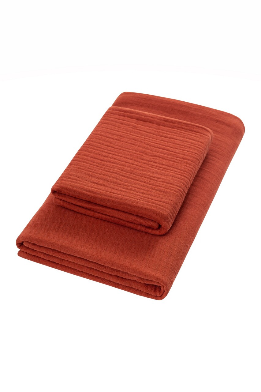 Set prosoape de baie, DC Home, Muslin, Bumbac, Caramiziu