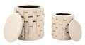 Set 2 taburete cu spatiu depozitare Shanty, Mauro Ferretti, 37x42 cm, 28x35 cm, fier/MDf/poliester, crem/auriu