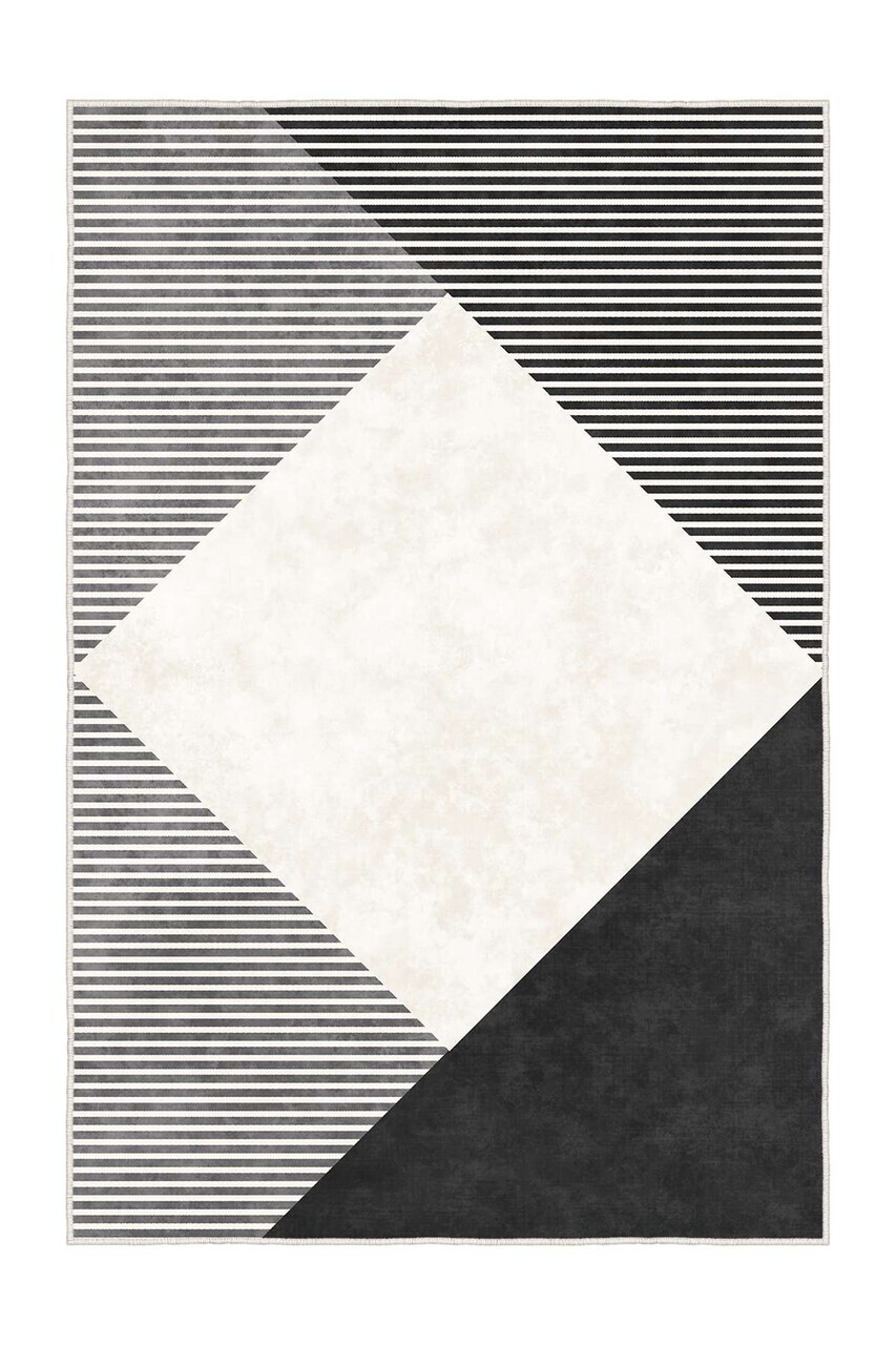 Covor Sftkece028 100x200 cm Poliester Negru