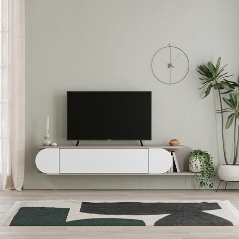 Comoda TV, Homitis, Tone, 180x30x29.6cm, Alb / Moca