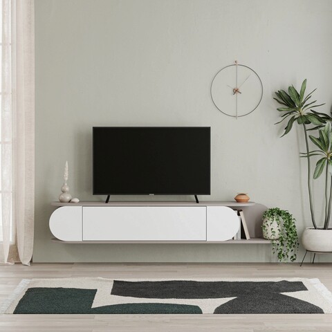 Comoda tv, homitis, tone, 180x30x29.6 cm, alb / moca