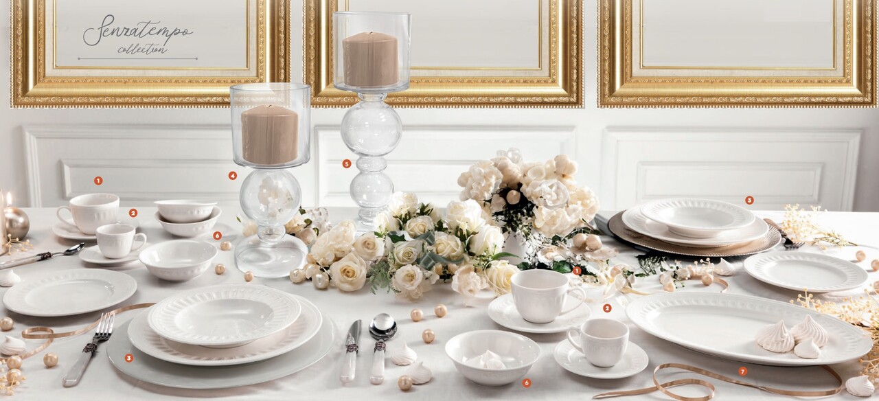 Set 4 boluri, Senzatempo, Brandani, D13x4 cm, portelan New Bone China
