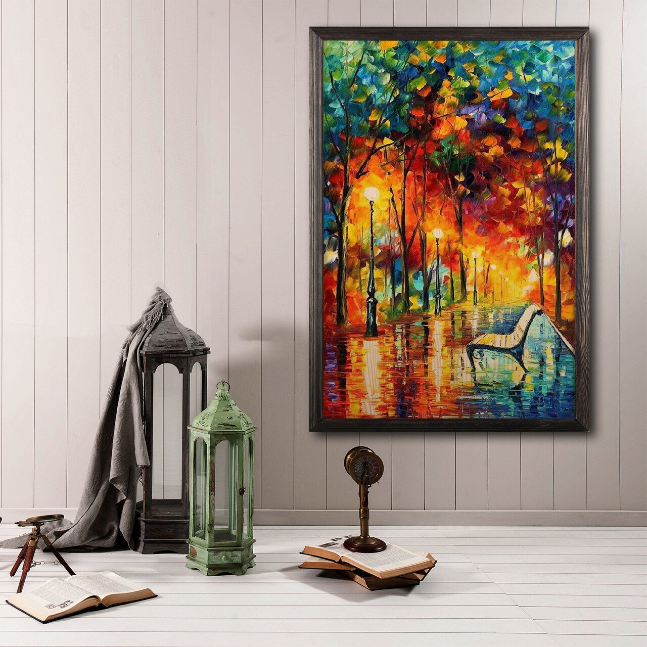 Tablou decorativ, Fall Evenıng XL, Lemn, Lemn, Multicolor