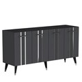Consola, Olivia, Asel, 150x80x40 cm, PAL , Antracit / Argintiu