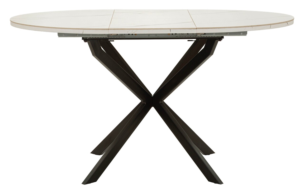 Masa extensibila dining, Mauro Ferretti, Martin, 100-140x75 cm, metal/ceramica, negru/alb - imagine 5