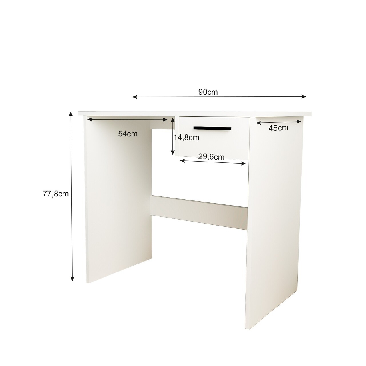 Birou, Inarch, Guney, 90x77.8x45 cm, PAL, Alb