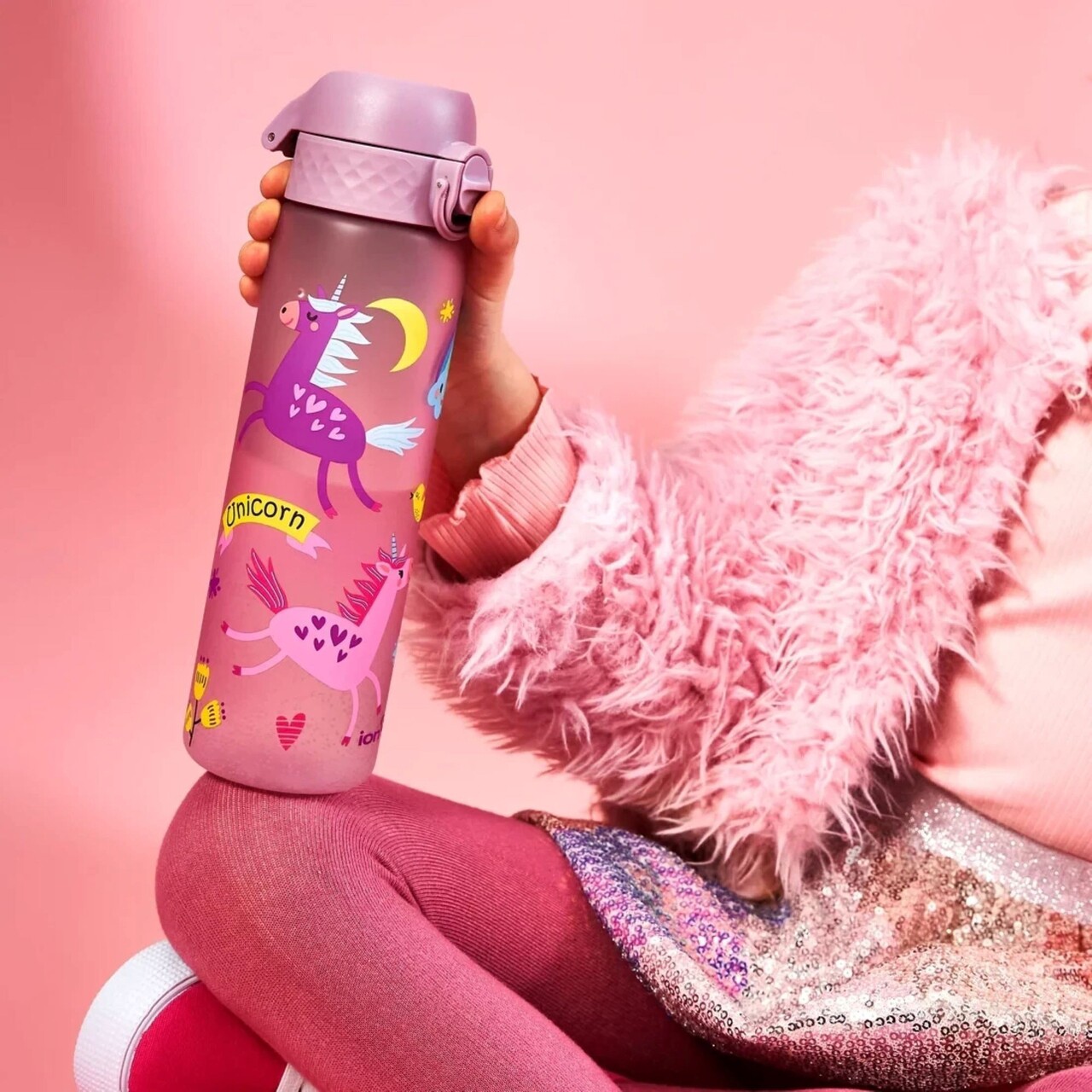 Sticla apa pentru copii Slim, recyclon, 500ml, Unicorns - Ion8 - imagine 7