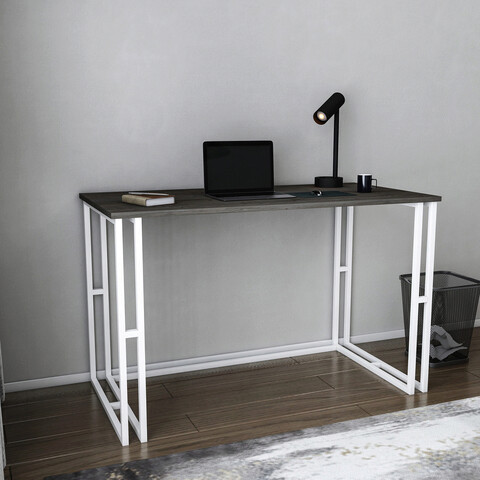 Birou, retricy, kane, 120x60x74.8 cm, pal, alb / gri închis
