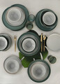 Serviciu de masa, Keramika, 275KRM1702, Ceramica , Nu absoarbe apa, Verde/Alb