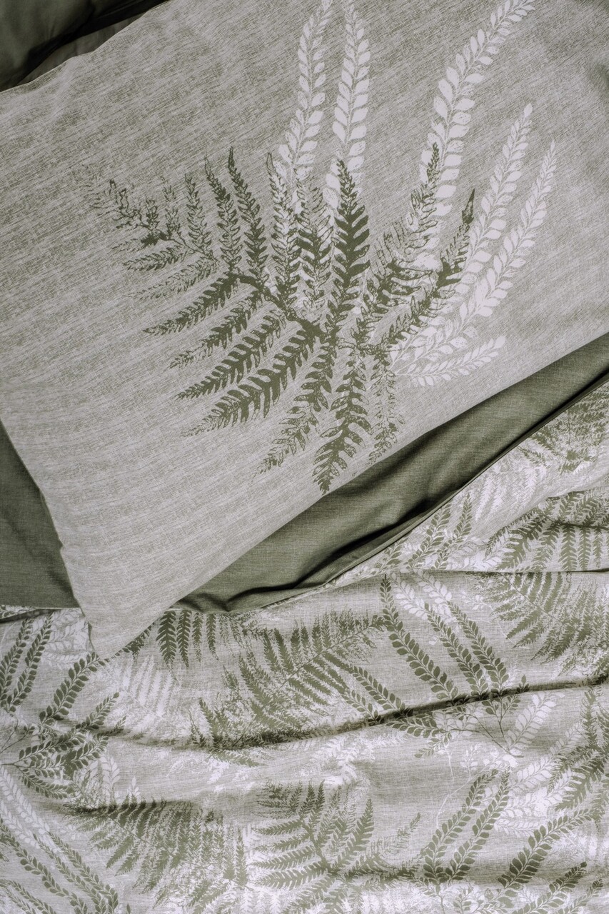 Lenjerie de pat dubla Super King (FR), L'essentiel Maison, Frond, Kaki - imagine 2
