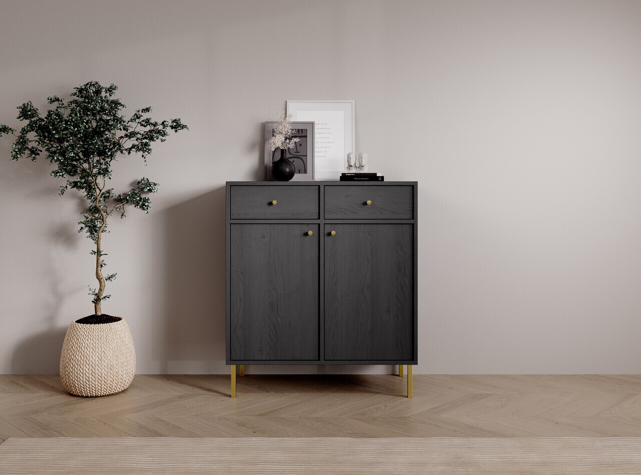 Comoda ADRK, Tili 2D 2S, 83.6x40.8x95 cm, PAL laminat, negru