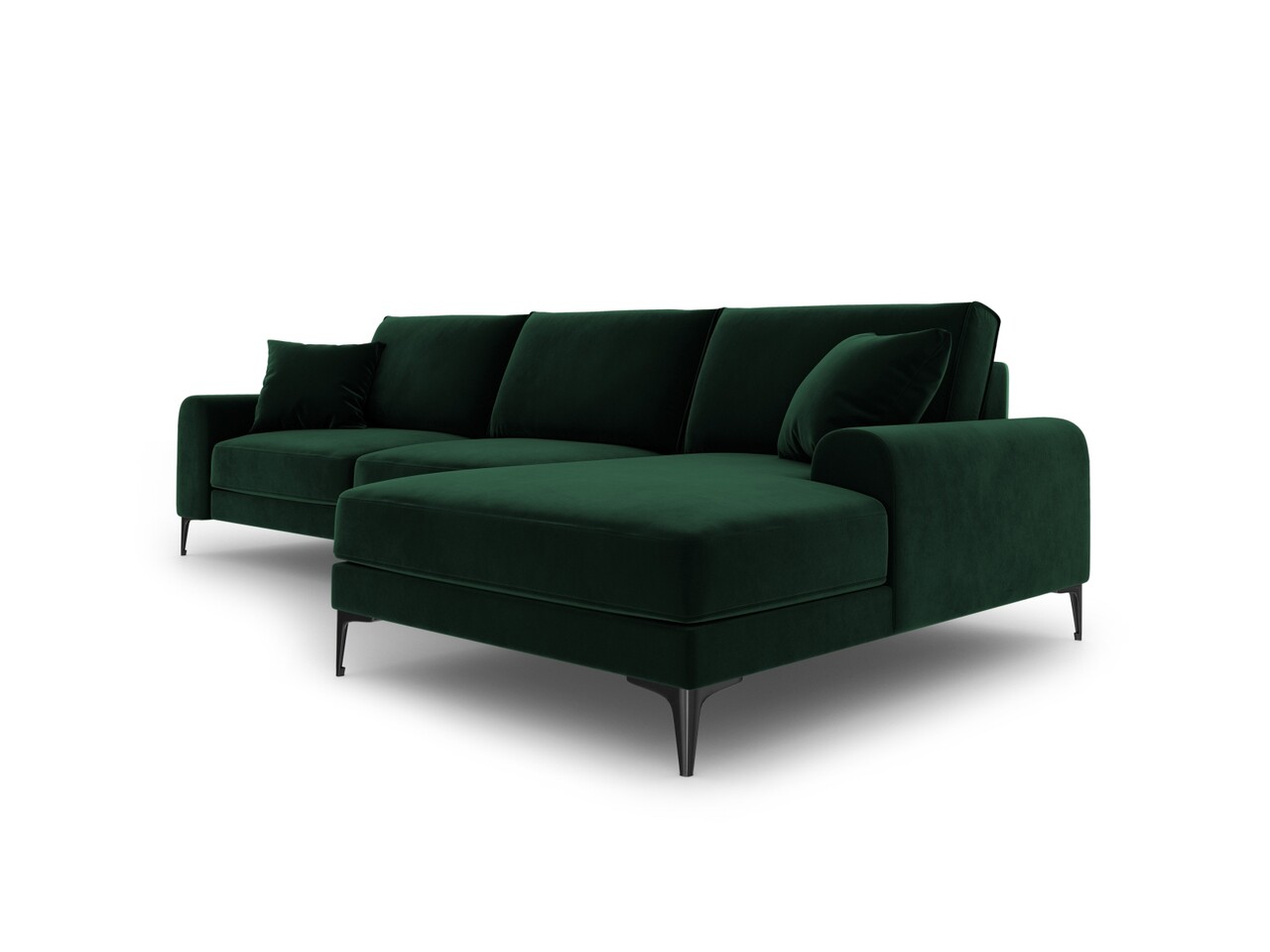 Coltar dreapta, Madara, Mazzini Sofas, 5 locuri, black legs, 254x182x90 cm, catifea, verde bottle - 1 | YEO
