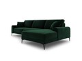 Coltar dreapta, Madara, Mazzini Sofas, 5 locuri, black legs, 254x182x90 cm, catifea, verde bottle