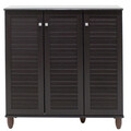 Pantofar cu 3 usi Santi, Pakoworld, 16 perechi pantofi, 89.5x34.5x91.5 cm, PAL melaminat, wenge