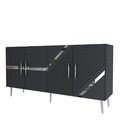 Consola, Olivia, Fuga KB150, 150x75x35 cm, PAL, Antracit / Argintiu