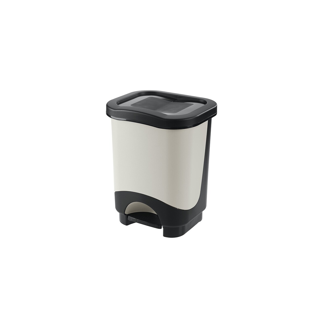 Cos De Gunoi Idea Cu Pedala, Plastic, 8 L, Negru/crem