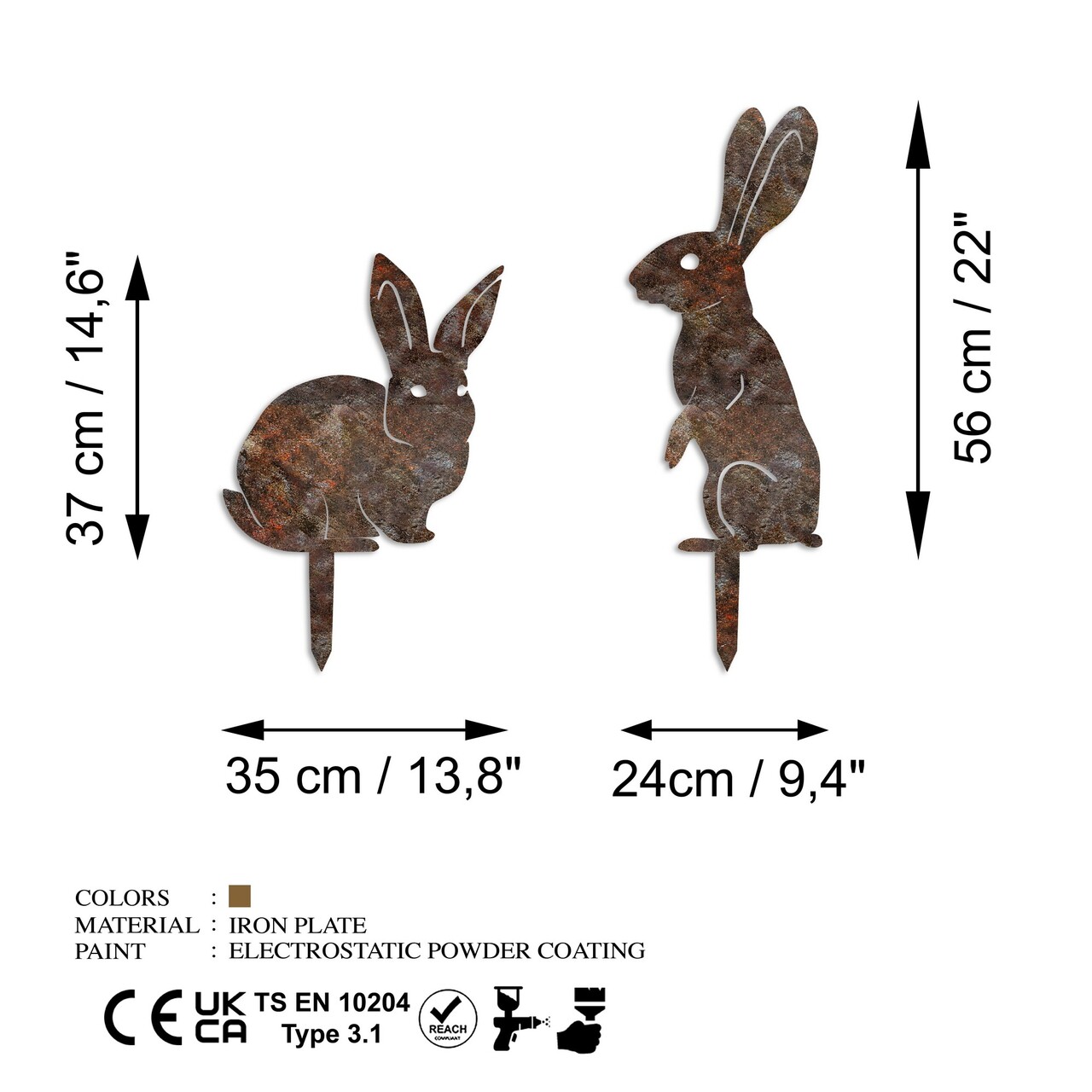 Set de obiecte decorative de grădină, Rabbits -A 01, Multicolor - view 6