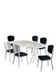 Set masa si scaune (7 piese), Hanah Home, Flori, Alb / Antracit