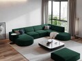 Coltar panoramic dreapta 7 locuri, Jodie, Micadoni Home, BL, forma rotunjita, 364x262x70 cm, poliester, verde
