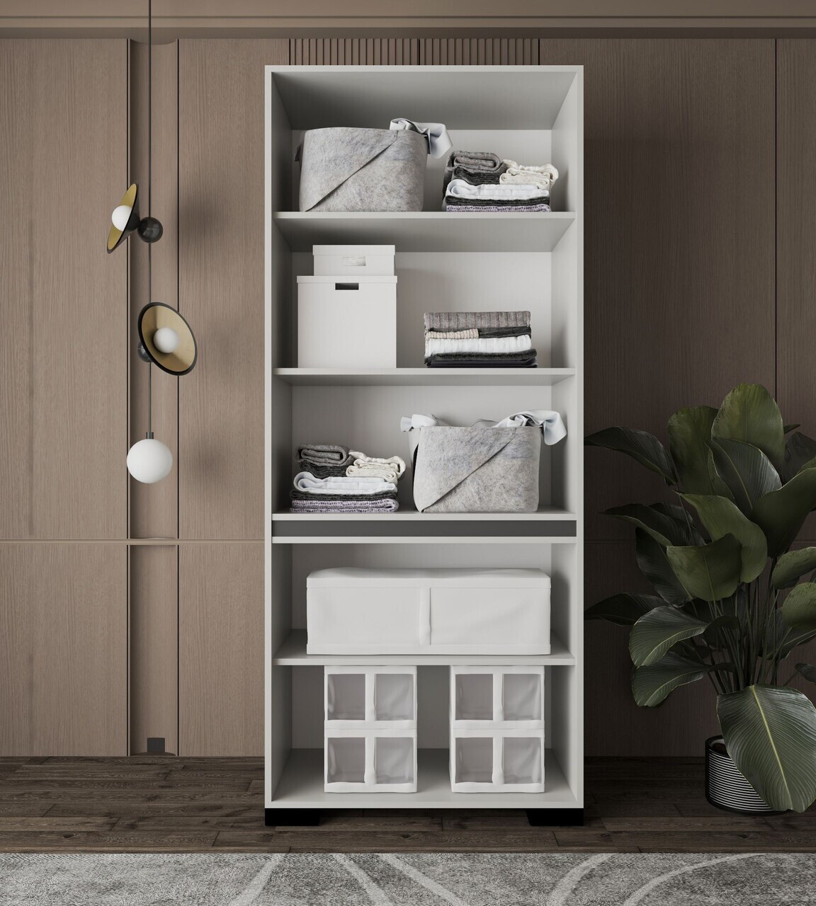 Dulap pentru haine, Hanah Home, Floransa Star 90, 90x210x52 cm, PAL MELAMINAT, Gri — imaginea 3