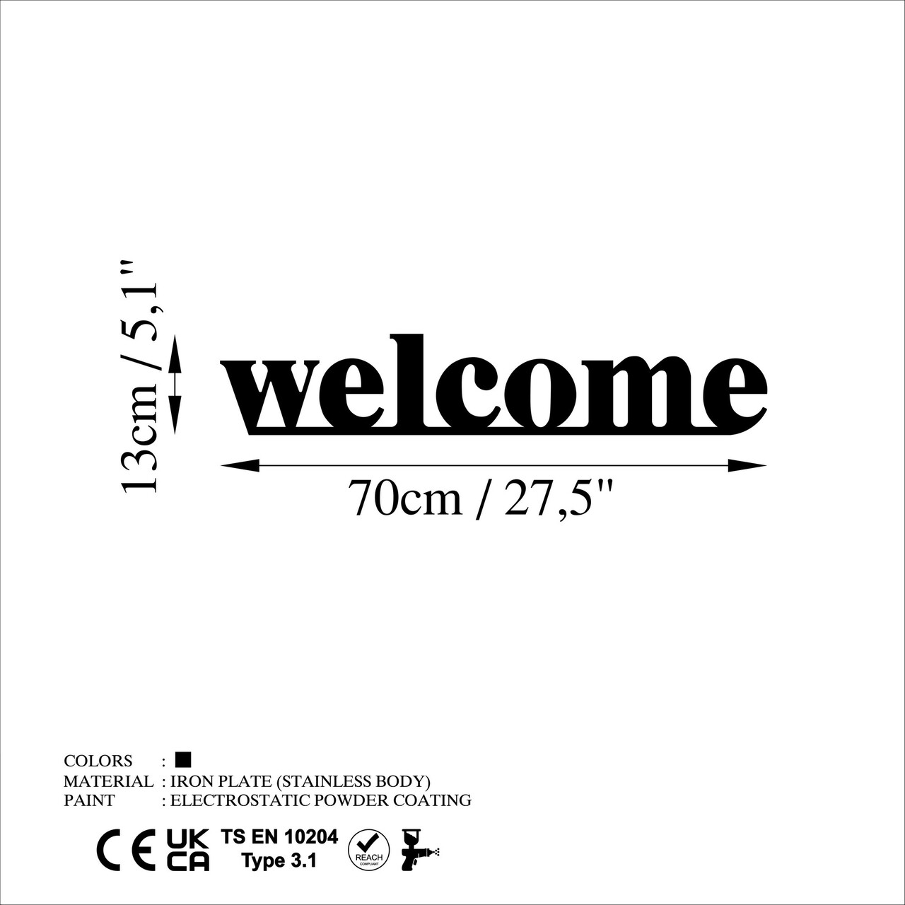 Decoratiune de perete, Welcome, 70 x 13 cm, Negru - view 6