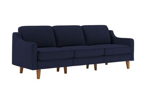 Canapea 3 locuri, Atelier del Sofa, 918CMF1180, Cadru: 100% OȚEL, Albastru noapte / Nuc