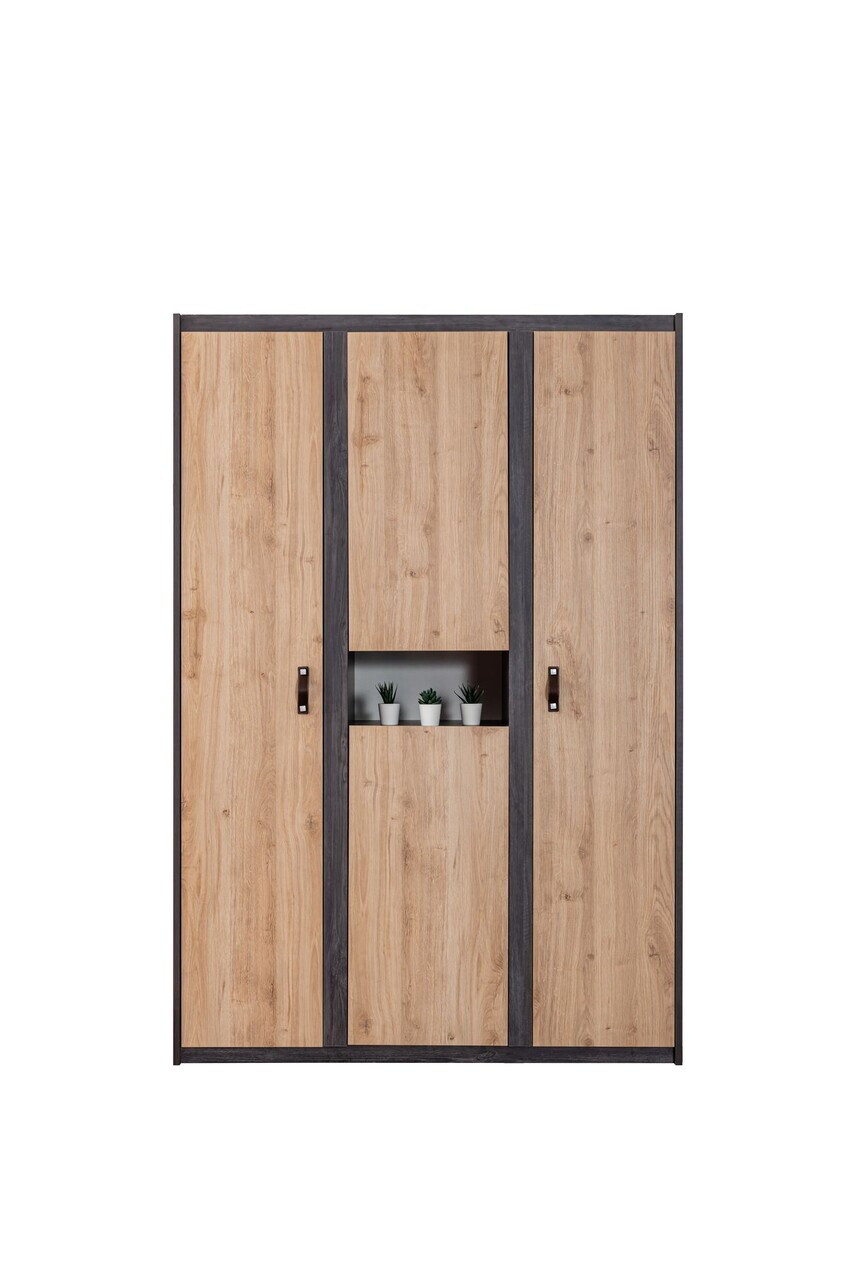 Dulap pentru haine, Hanah Home, Aktif, 132x195x53 cm, PAL, Antracit/Maro - view 3