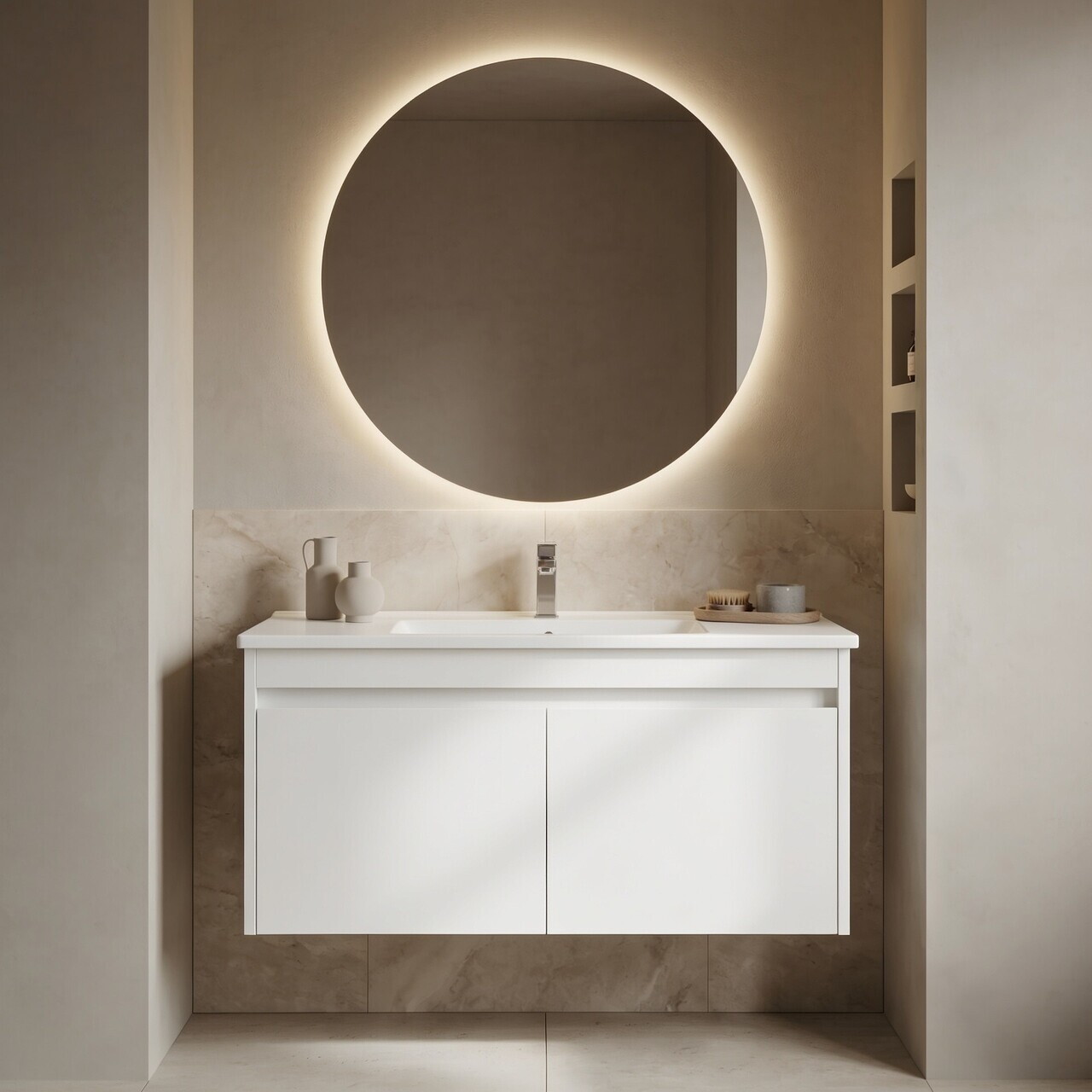Dulap de baie cu chiuvetă, Hanah Home, Arno 100, Alb