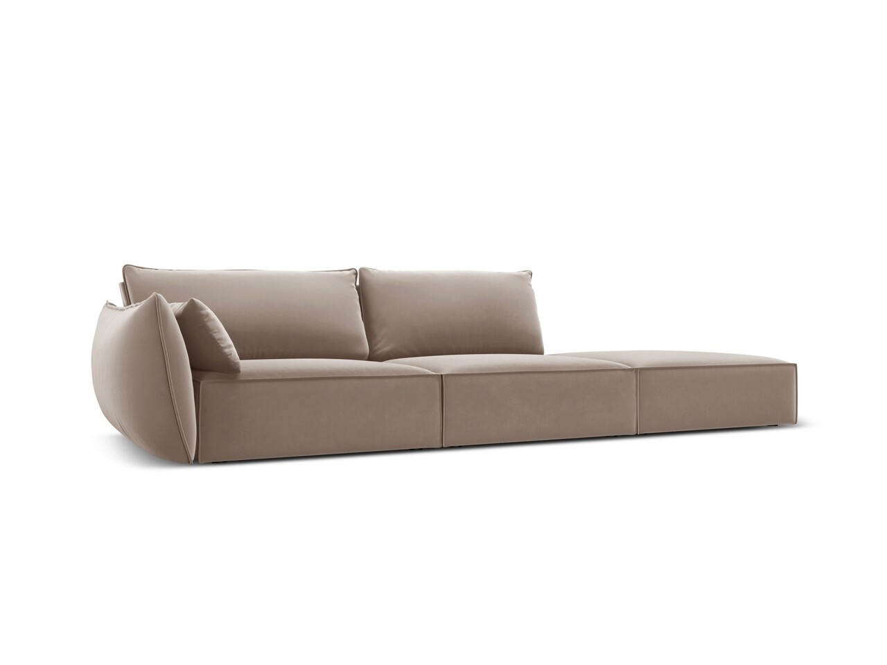 Canapea 4 locuri cotiera dreapta, Kaelle, Micadoni Home, BL, 264x110x85 cm, catifea, cappuccino - 1 | YEO