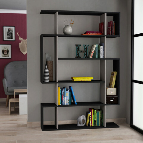 Corp biblioteca, homitis, mito, 110x161x25.5 cm, antracit / maro deschis