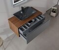 Set Dulap de Baie cu Chiuvetă și Oglindă (2 Piese), Hanah Home, Craft 100, Nuc / Antracit