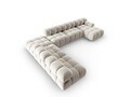Coltar panoramic modular stanga 7 locuri, Bellis-51, Micadoni Home, 376x282x70 cm, catifea, bej inchis