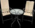 Set mobilier de gradina 3 piese Texas, Heinner, 60x71 cm/56x68x105 cm, otel/sticla/textil, bej/negru