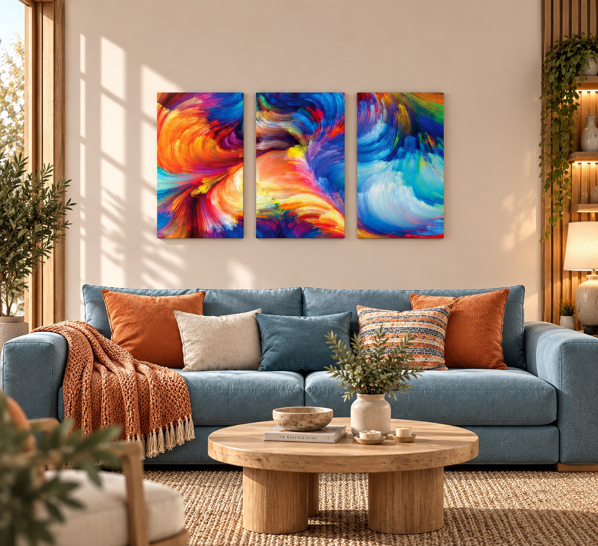Tablou decorativ, 3PAN-CNV-3019, Dimensiune: 60 x 40 cm (3 bucăți), Multicolor