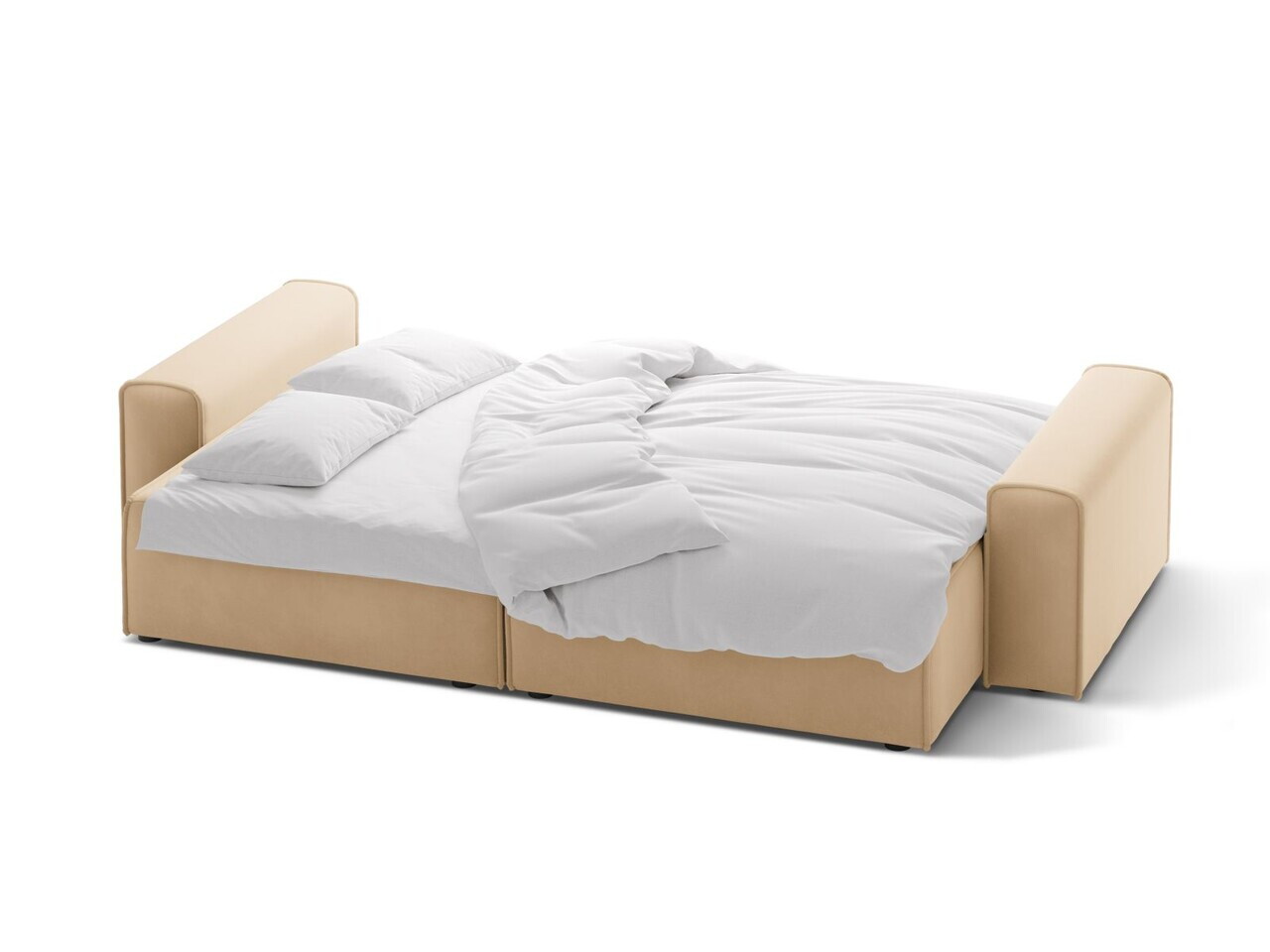 Canapea extensibila 3 locuri, Victor, Micadoni Home, 246x100x83 cm, catifea, nude — imaginea 3
