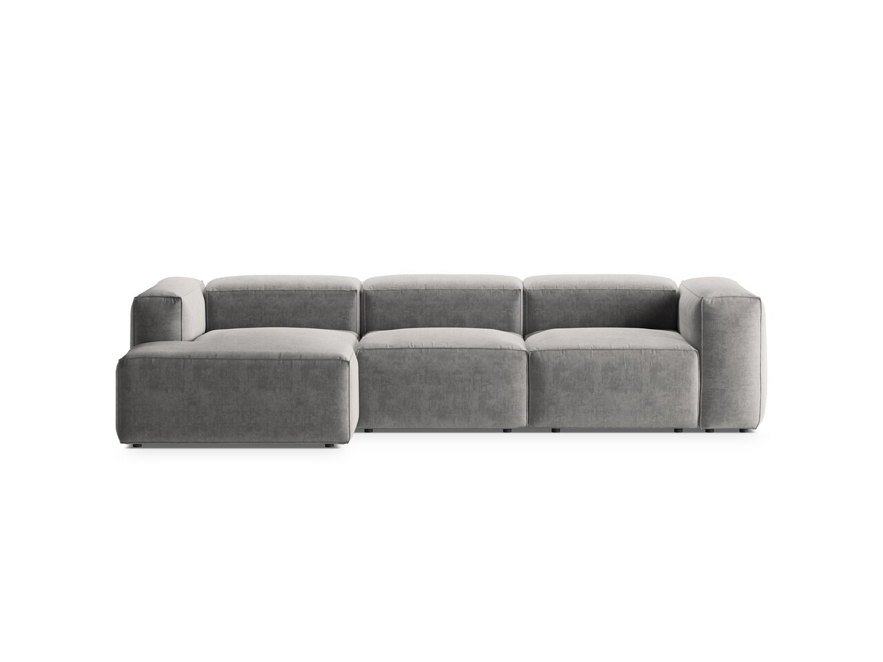 Coltar stanga 3 locuri, Bergamo, Cosmopolitan Design, 304x152x70 cm, tesatura structurata, gri deschis