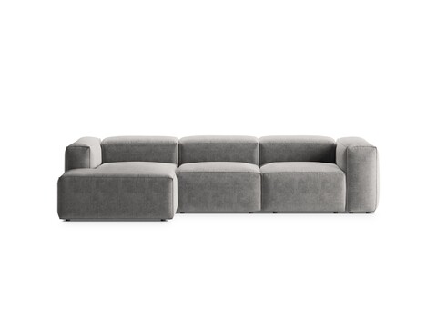 Coltar stanga 3 locuri, Bergamo, Cosmopolitan Design, 304x152x70 cm, tesatura structurata, gri deschis