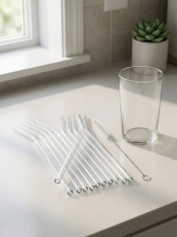 Set de paie de sticlă, Hermia, 264MDS1135, Diametrul gurii: 0,5 cm, Transparent